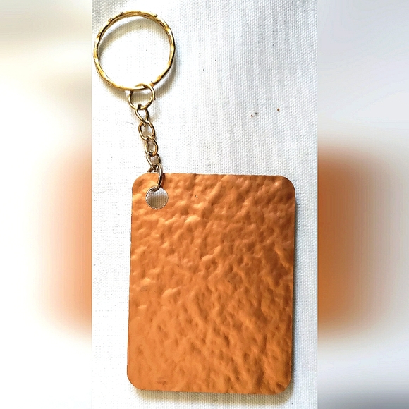 NEW Handmade Keychain Bag Tag! Copper Muro3. Gold Wooden Heart. Unisex. - Picture 4 of 7